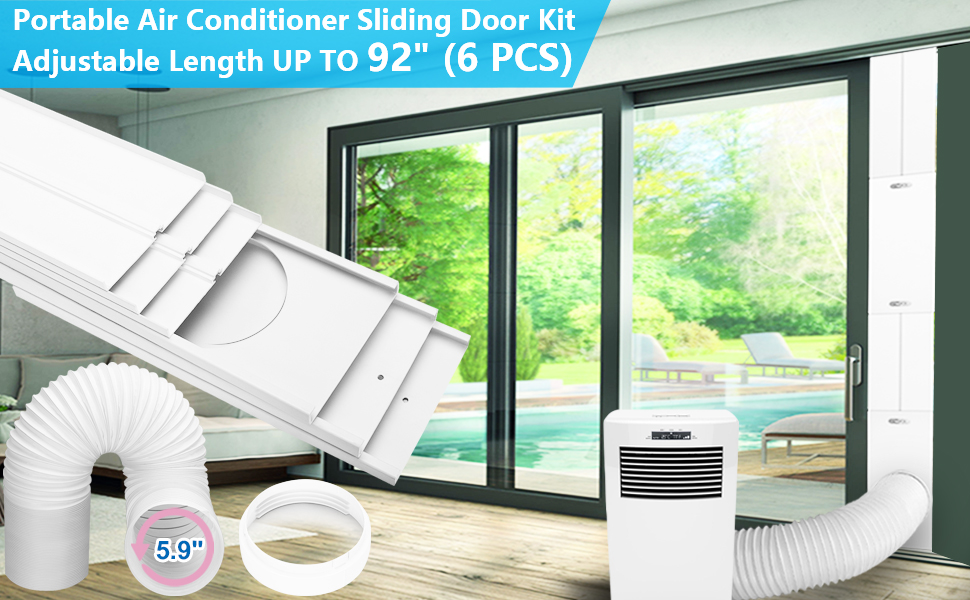 Sliding Door Air Conditioner Vent Kit with Hose, Portable