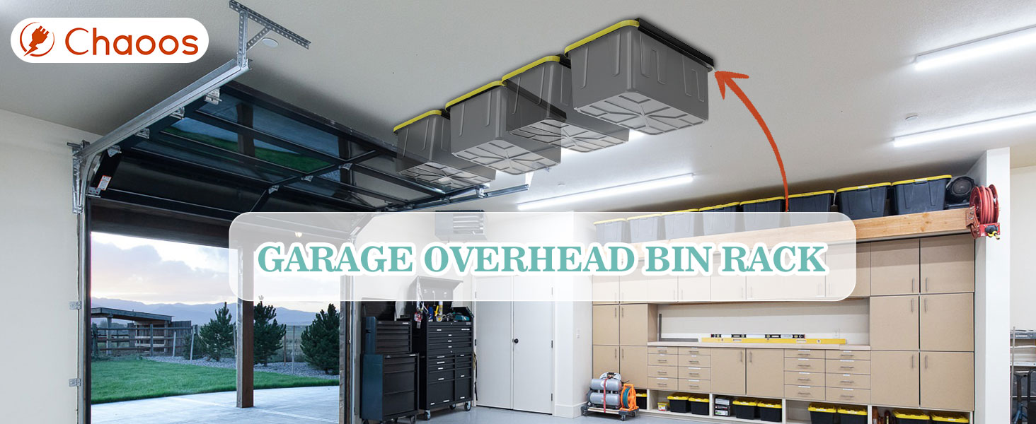 Chaoos Overhead Bin Rack, Holds 3 Storage Bins, Ceiling