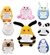8 Pcs Mini Positive Cute Animals, Emotional Support Crochet Animals Capybara Bee Pig Shark Panda ...