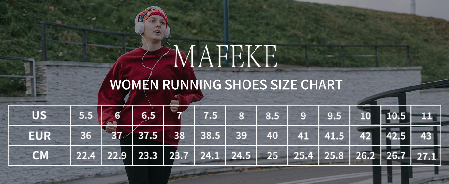 Women Running Shoes Size Chart