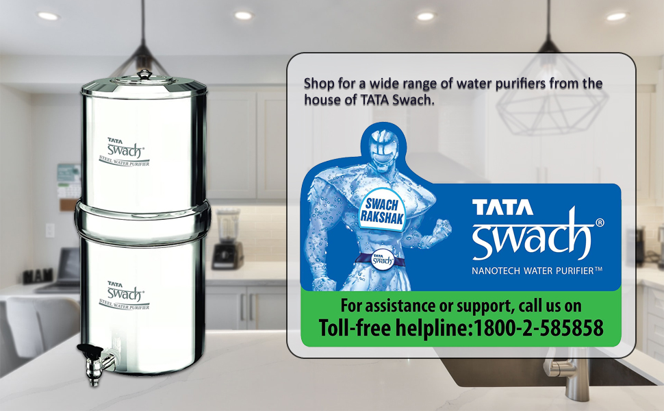 TATA Swach Steel Gravity Water Purifier, 20L (10L+10L) Amazon.in