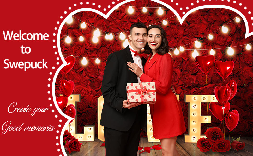 Swepuck 7x5ft Valentine's Day Backdrop Red Rose Flower