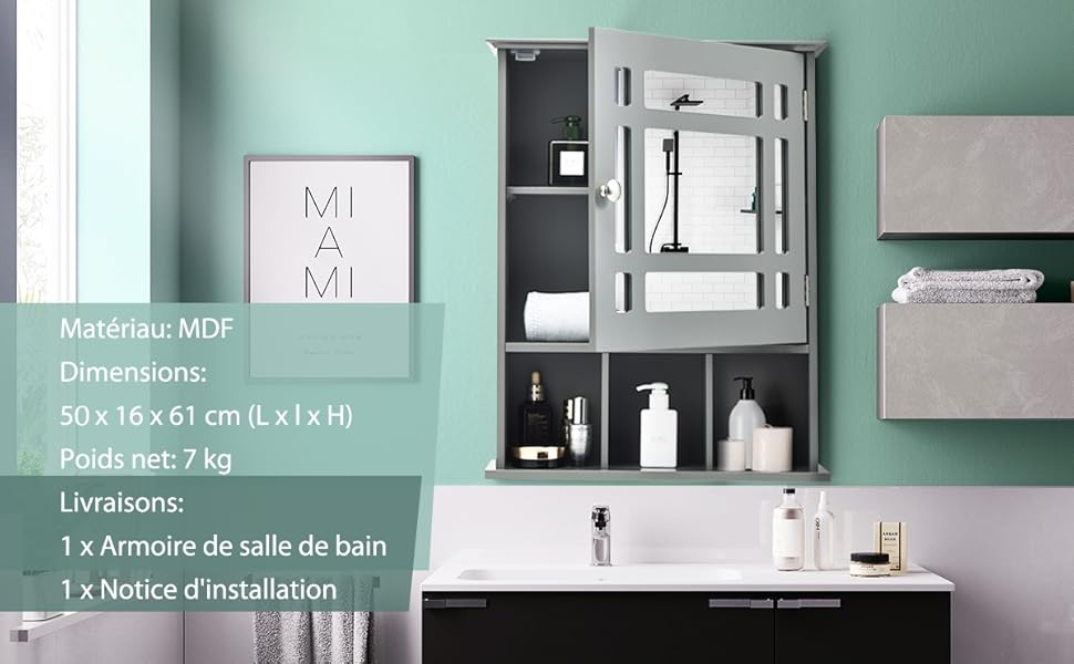 COSTWAY Armoire De Salle De Bain Murale Avec Miroir Impérméable Fait En MDF Avec 2 Etagères Réglables Et 3 Compartiments Gris 14 COSTWAY Armoire De Salle De Bain Murale Avec Miroir Impérméable Fait En MDF Avec 2 Etagères Réglables Et 3 Compartiments Gris -Songmics Soldes Magasin AAHKMJXYDAFdJAOAIMEbOAchlkWZ0oakZn uVZ0mPidMNbILvCvspZ4oG3fPgIqc1P26RdPiG8KHKUtblW5 ULKvLD1OHzwX jolGWPZGyLZfEIqkpCjAfN2jH0ATZsM5AQXFWa89y0870 zzuov 5ke2MKpB2Su5yvL8HrcSeS6i5LCI 9MIWL5kUQSgYj0l8X91Y03uCA6HJnw8M8OkyU