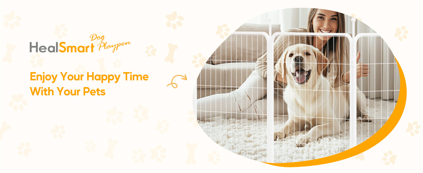 Dog Playpen 32 Inch 8 Panels, Heavy Duty Metal Pet Playpen