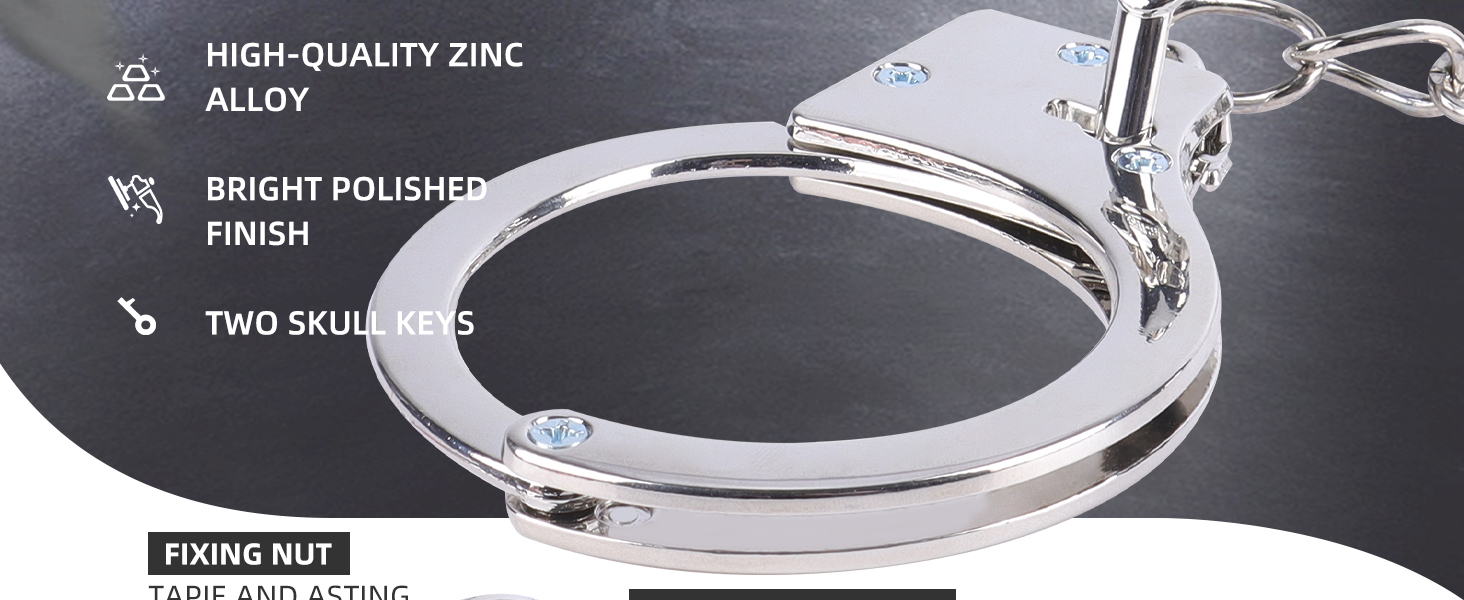 Metal Handcuffs with Two Skull Keys Prop Handcuffs Toy