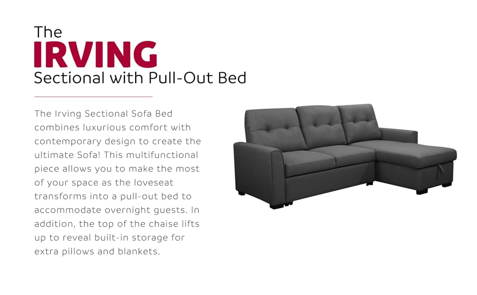 Primo International LShape 89in Sleeper Sectional Sofa