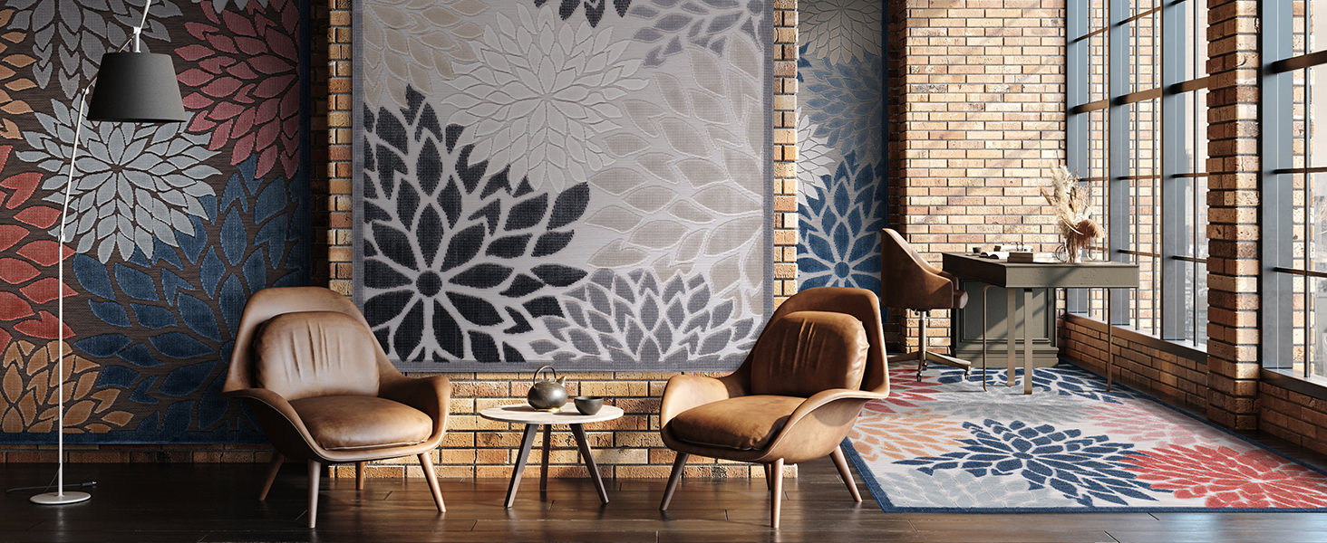 floral indoor outdoor patio rug