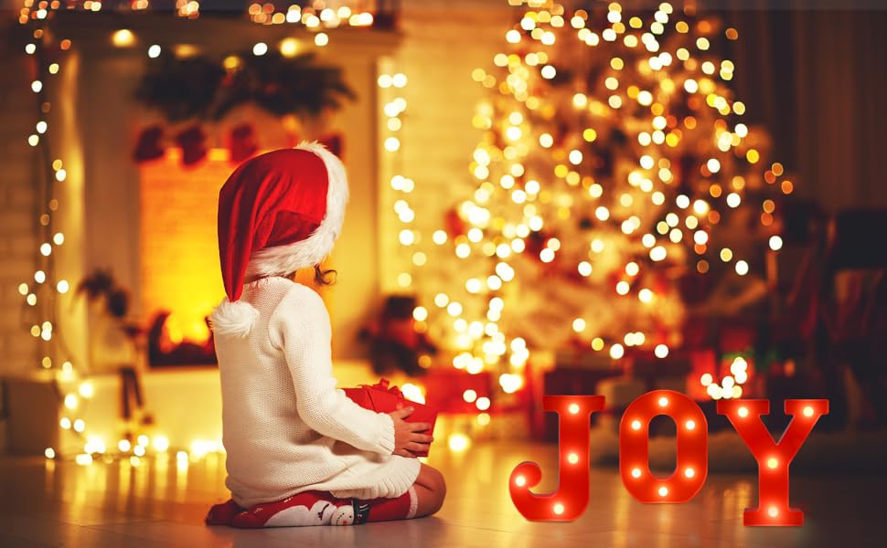 Christmas Letter Lights Sign Table Decorations LED Battery Powered Home Bar Decor Gift JOY