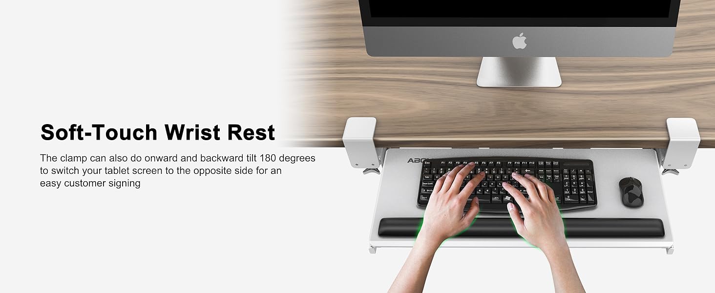 AboveTEK Large Keyboard Tray Under Desk with Wrist Rest, 26.7"×11