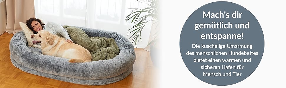 Hundebett für Menschen & Hunde | Riesiges Human Dog Bed für Menschen | Warmes & bequemes Beanbag Bed