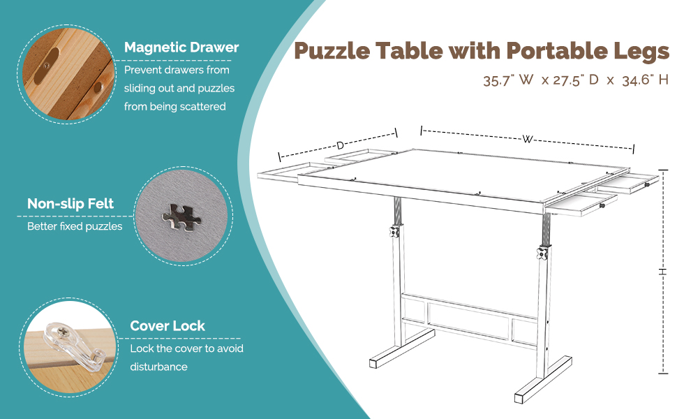 Tilting Puzzle Table Portable Jigsaw Puzzle Table 1500