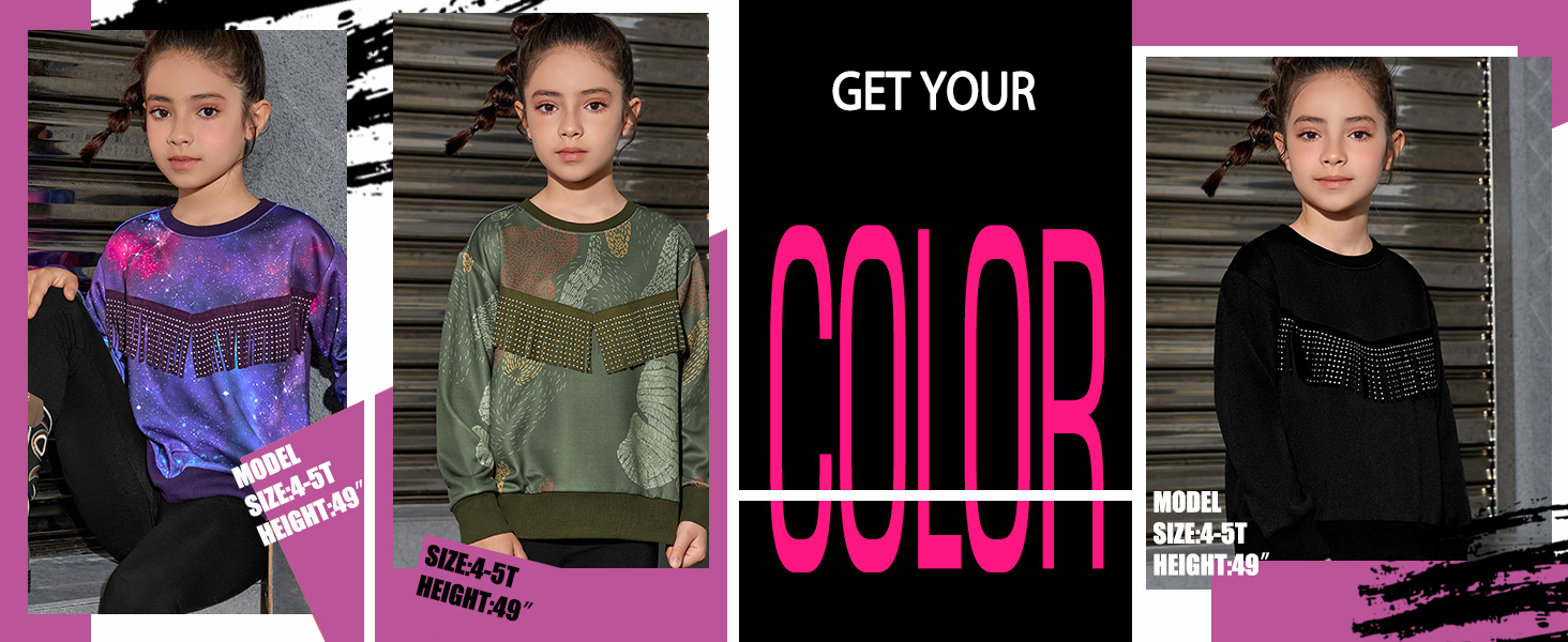 Girls' Fringe Trim Sweatshirts