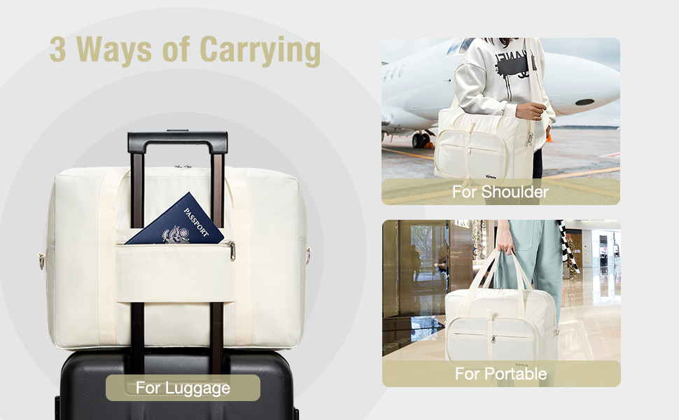 Xevera Foldable Travel Duffle Bag, for Airplane Personal Item, Carry on
