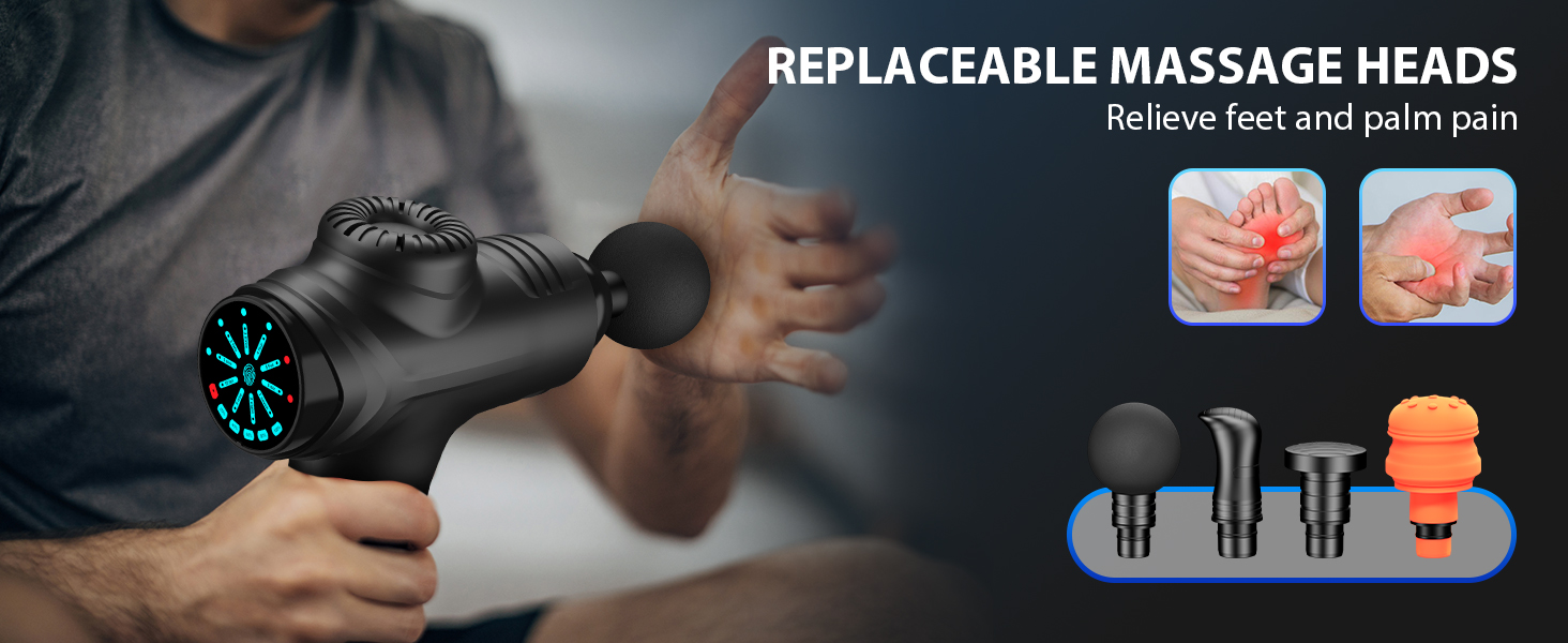 Professional-grade massage gun for home use, providing powerful percussive therapy for muscle stiffness and pain