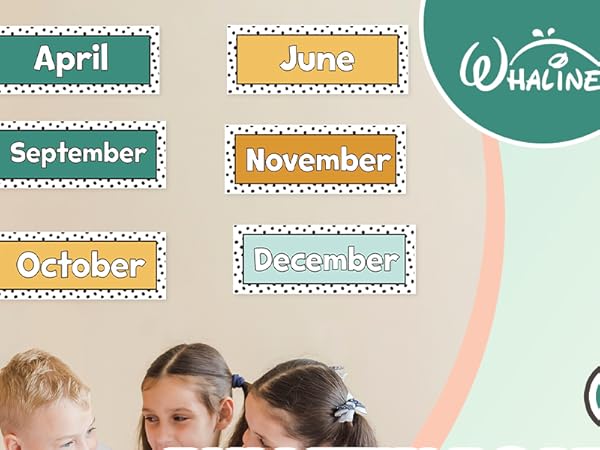 Amazon.com : Whaline 12Pcs Months of The Year Bulletin Board Set Colorful Boho Monthly Headliners Calendar Month Headers for School Classroom Decoration : Office Products for Free Printable Months Of The Year For Bulletin Board