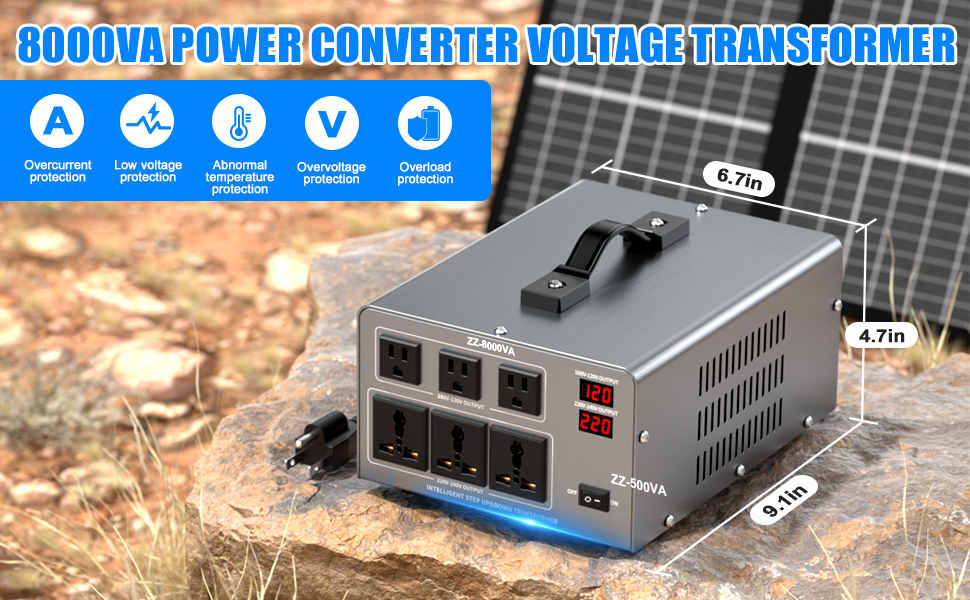 8000 Watt Voltage Converter Transformer Heavy Duty Step Up/Down AC 110V/120V/220V/240V