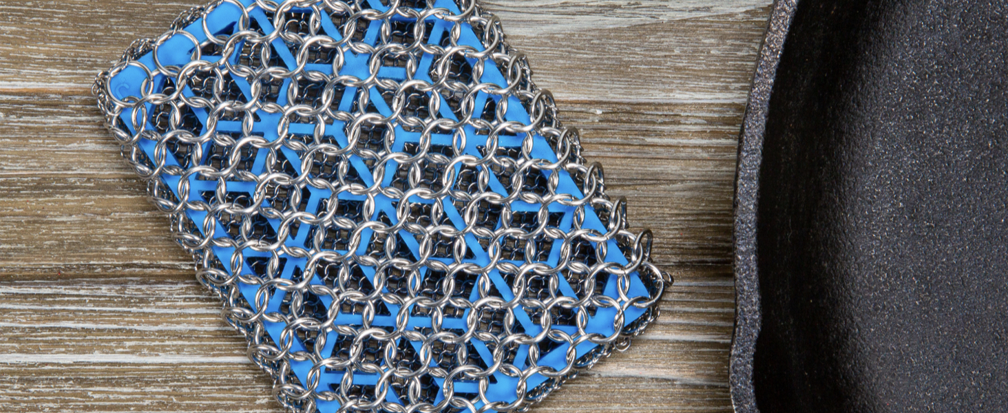 Knapp Made Combo Chainmail Cast Iron Scrubber with Silicone