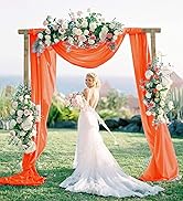 ShinyBeauty Chiffon Wedding Arch Draping Fabric Orange 29" x19FT 2 Panels Tulle Fabric Drapery We...