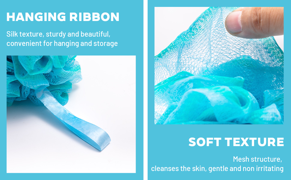 Loofah for Women Men, Shower Loofah 4 Pack,Exfoliating Bath Sponge Body Scrubber, Flower Color Loofa