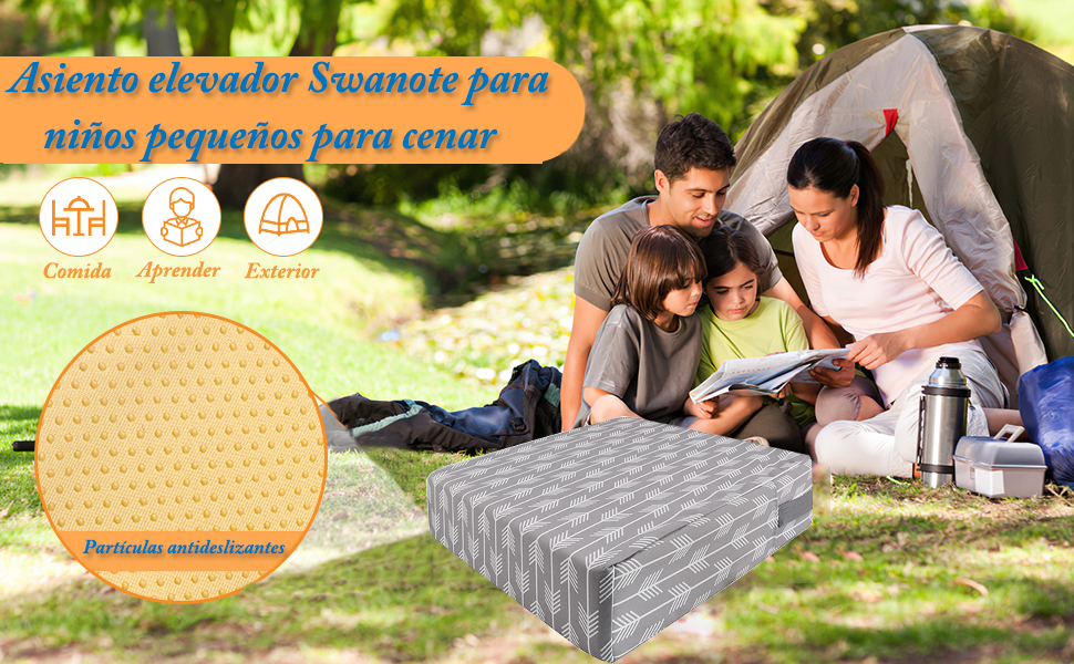 Cojín elevador para silla de comedor infantil.