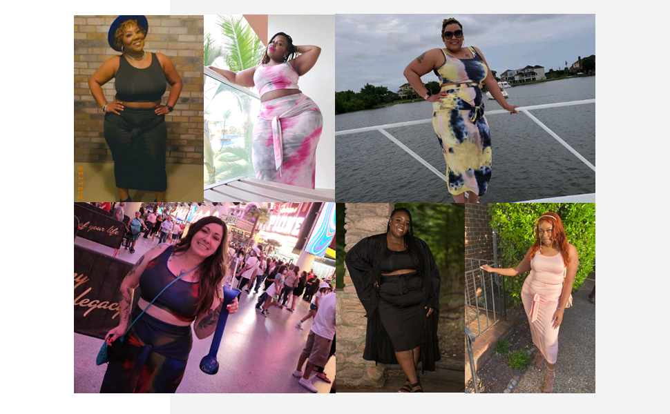 plus size 2 piece skirts outfits sets suits