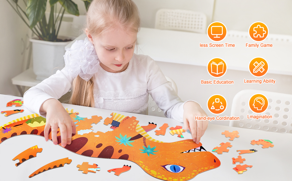 Big Floor Puzzles for Ages Kids 48, 48pcs Animal Shaped