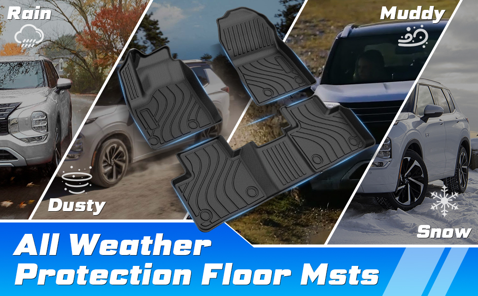 Sunsdrew Floor Mats for 2022 2023 2024 Mitsubishi Outlander TPE Trunk Liners All