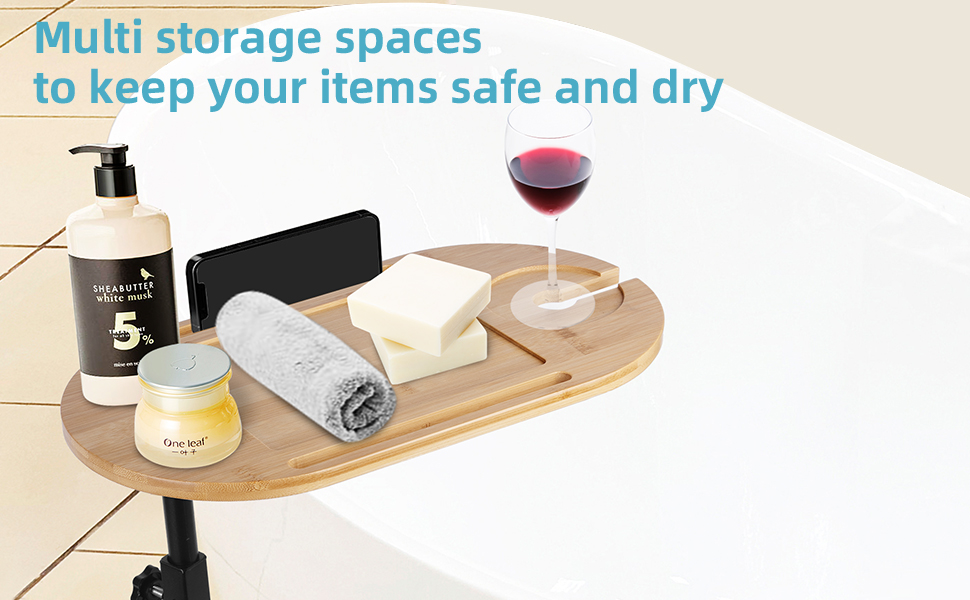 Owntow Bathtub Tray Table, Bamboo Bathtub Tray Side Table