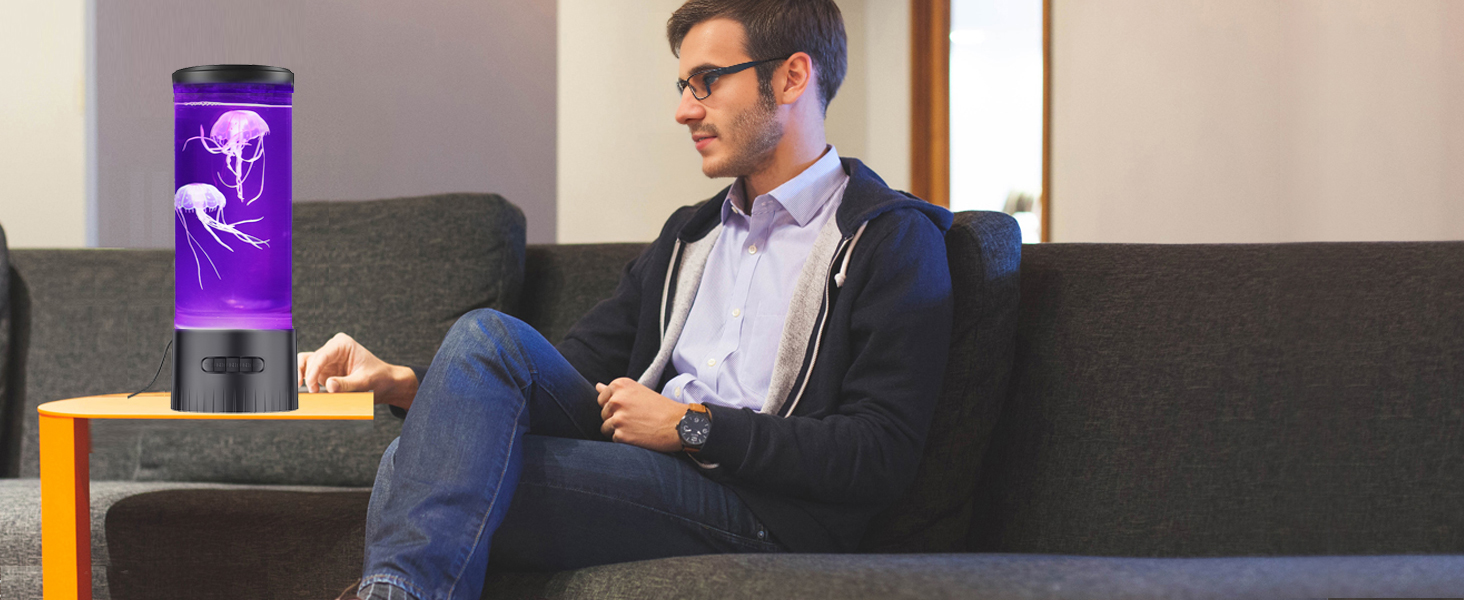 COLORLIFE Large Jellyfish Lamp with Bluetooth Speaker Aquarium Tank