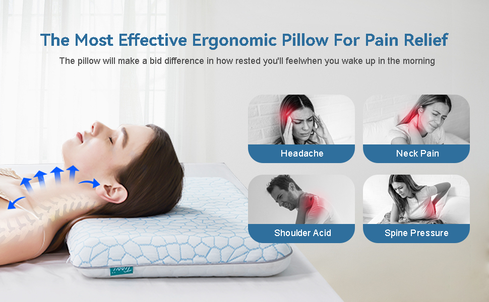 Tiooii Cooling Thin Pillow for Stomach and Back Sleeper