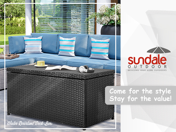 Plastic Garden Storage Box Waterproof Rattan Cushion Chest Deck Patio