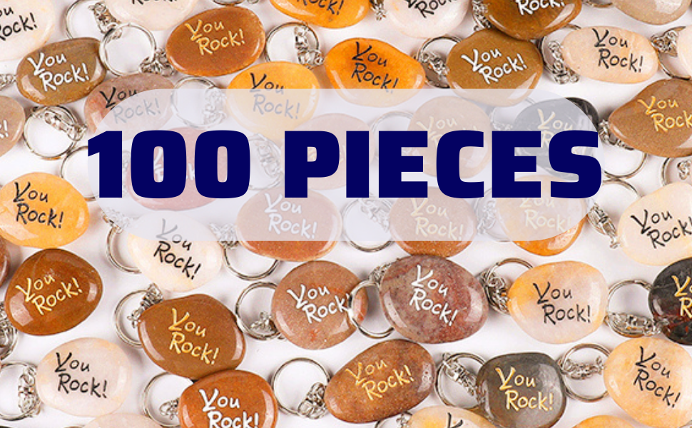 ROCKIMPACT 100PCS You Rock Inspirational Stone Key Chains