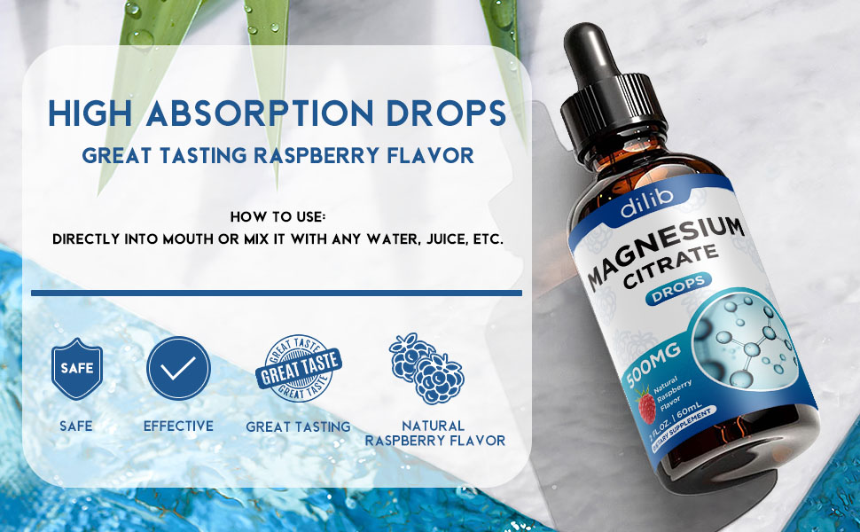 Magnesium Citrate Liquid Magnesium Drops Supplement 500mgSupport Stress Relief