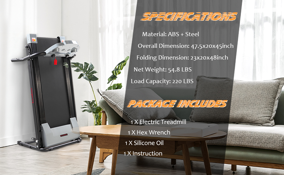 Sandinrayli Folding Electric Treadmill, Running Machine w