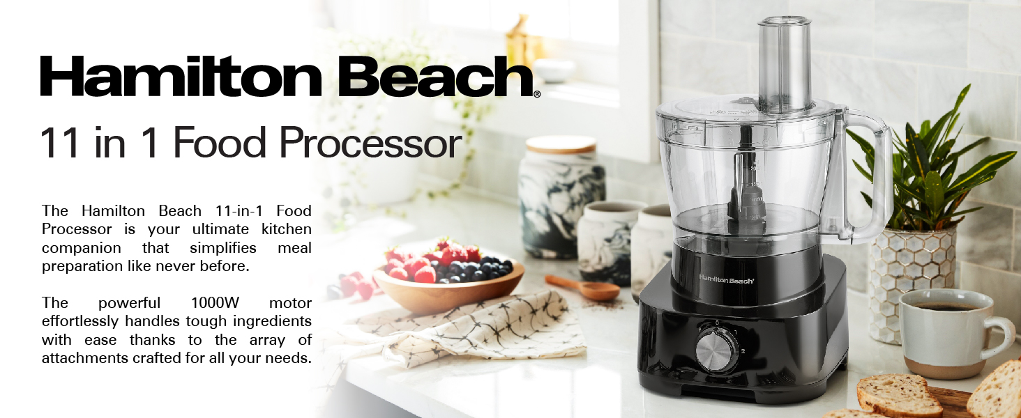 Hamilton Beach Food Processor 1000W, 3.5L bowl and 11 attachments