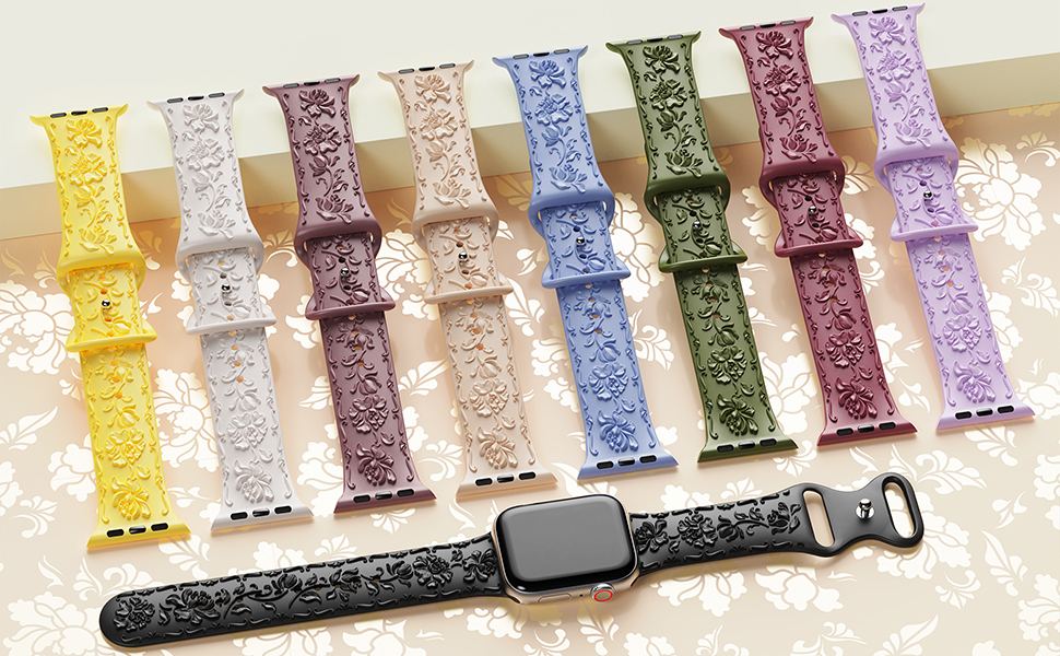 Peony Embossed Apple Watch Bands for Women