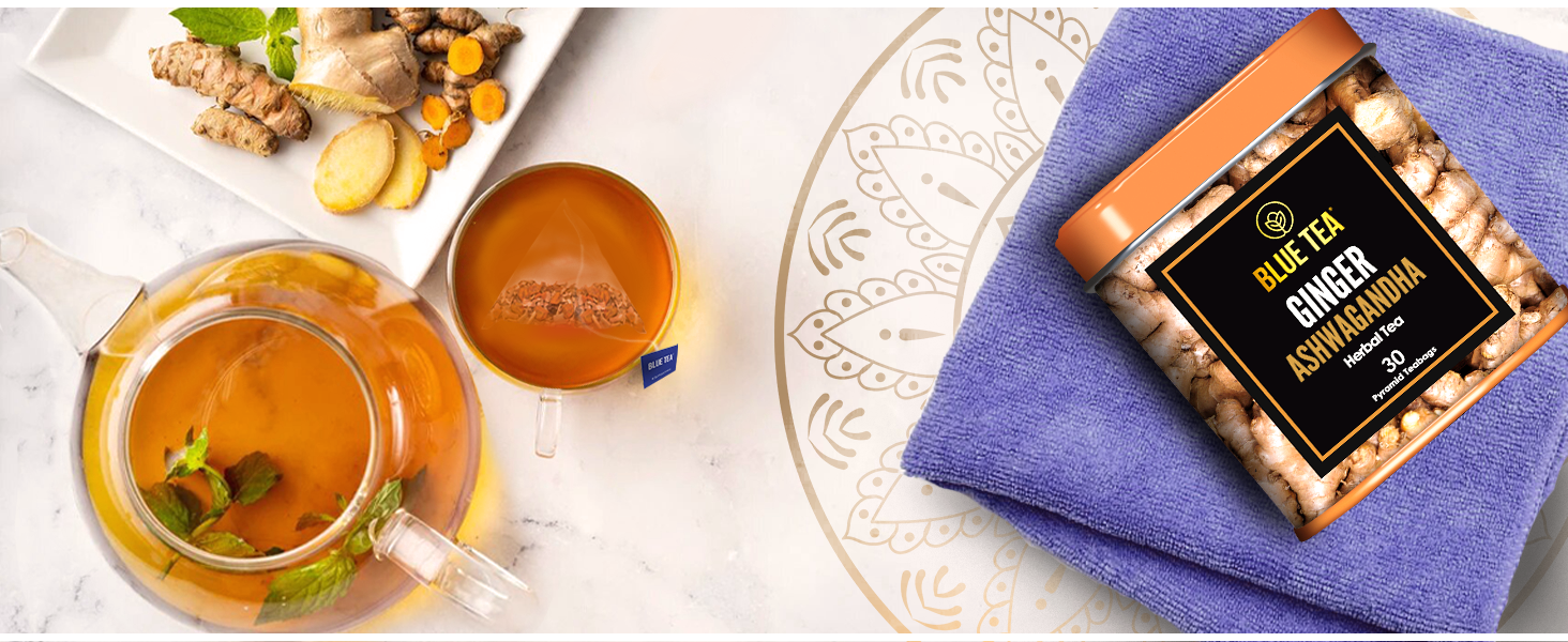 blue tea ginger ashwagandha herbal tea freshest herbal tea 30 teabags