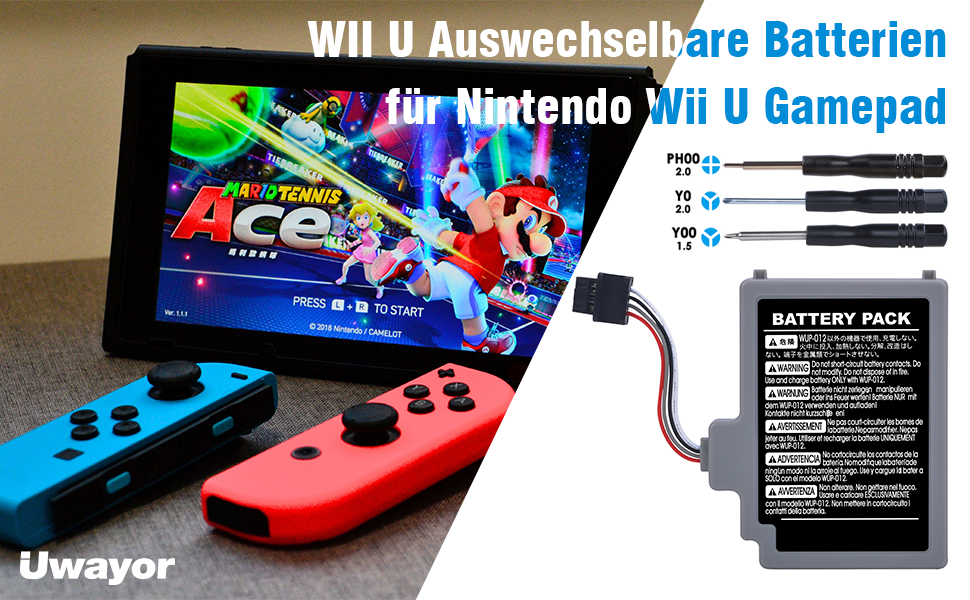 Uwayor Ersatzakku Akku Pack Ersatz für Wii U Gamepad Controller 3.7V