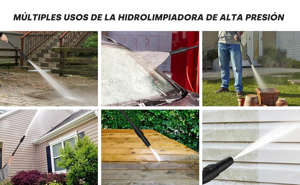 ENVENTOR Hidrolimpiadora de Alta Presión, 1800W Limpiadora A Presión  Eléctrica Máx 135 Bares, Caudal Máx 540L/H, con Botella de Jabón de 450ML,  Manguera 5M, Cable 5M, para Coche, Patio, Jardín : Amazon.es: