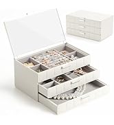 LAMU Jewelry Box for Women,Three-layer Large Capacity Storage Jewelry Case๏ผWaterproof & Dustproof...