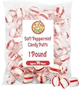 Soft Peppermint Puff Candy - 1 Pound Bag - Individually Wrapped Soft Mints Peppermint Puffs