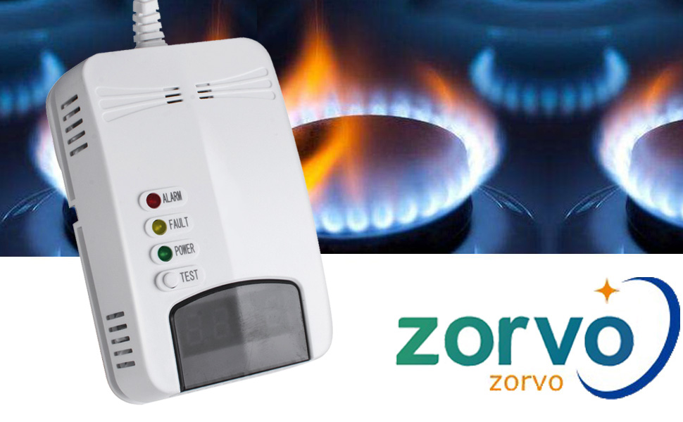 zorvo Gas Detector for Natural Gas Methane and Propane, Plug in Natural