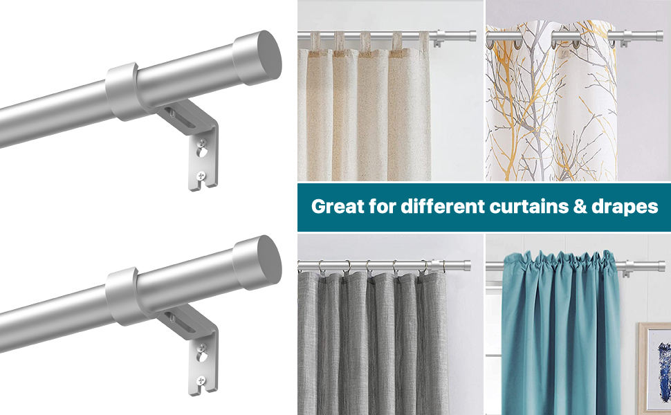 Silver Extra Long Curtain Rod 30 to 240 inch, Heavy Duty Curtain Rods for Windows
