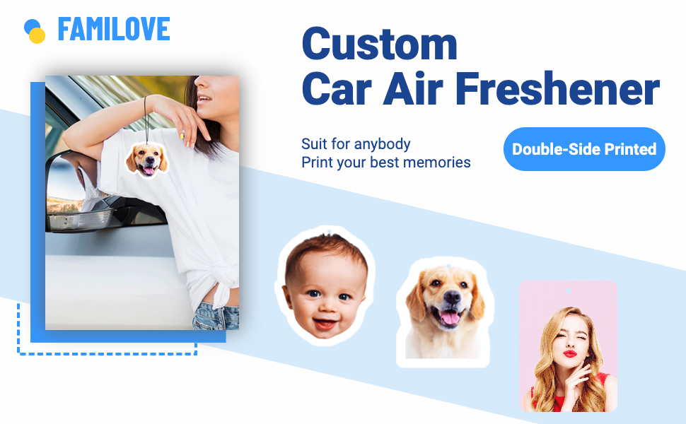 FAMILOVE Custom Air Freshener for Car with Photo Text Picture Both Sides