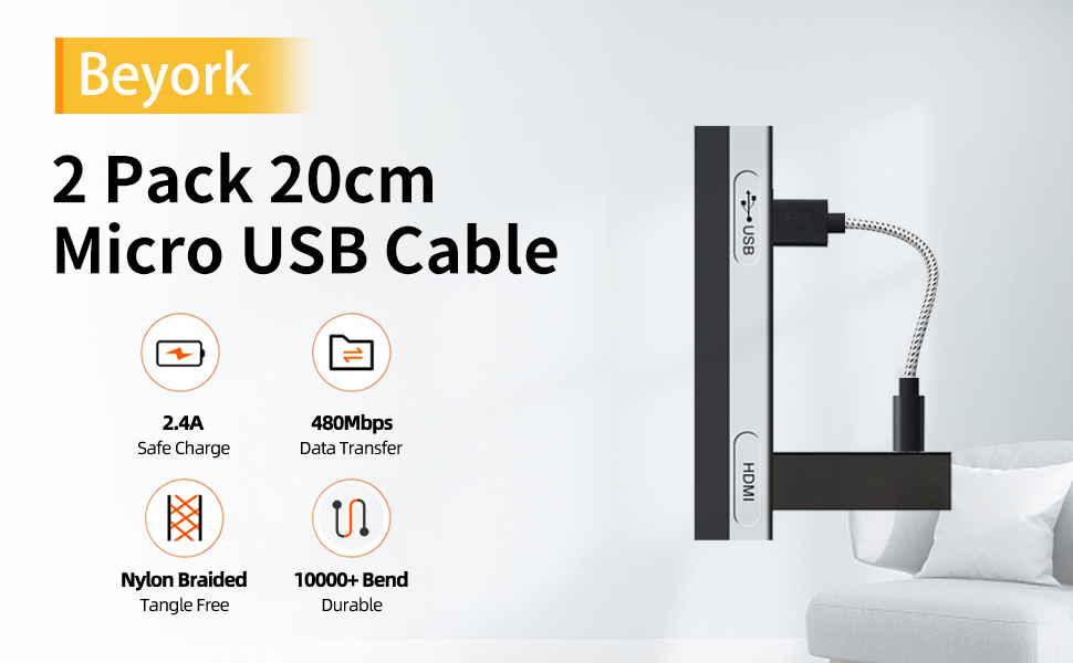 USB Cable for Fire Stick, 2 Pack Power Cable for Fire TV Stick Power up