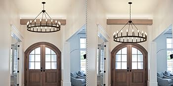 Adjustable height candle wagon wheel chandelier