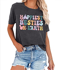 Besties T-Shirt Women Magic Kingdom: Happiest Bestie On Earth Shirts Trip Shirts Short Sleeve Top