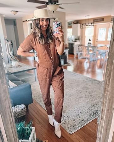 Oversize Pregnant Maternity Women Button Up Jumpsuit  Onesies 