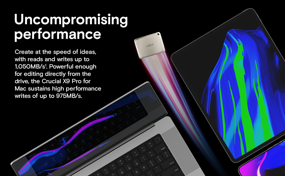 Crucial X9 Pro for Mac 1TB Portable SSD Up to 1050MB/s