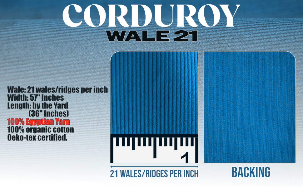Corduroy Fabric 21 Wale Apparel 140150GSM Solid Color by